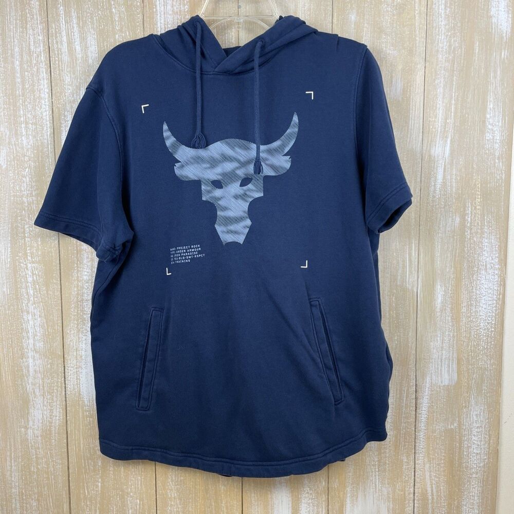 Under Armour Project Rock Short Sleeve Sweatshirt Men's Hoodie Size L